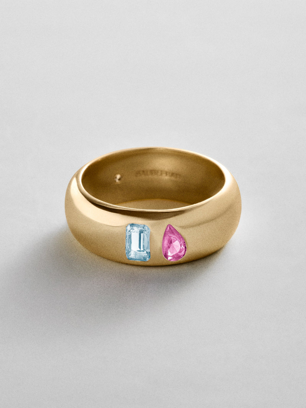 Multi-Stone Puffy Custom Birthstone Ring - Gold