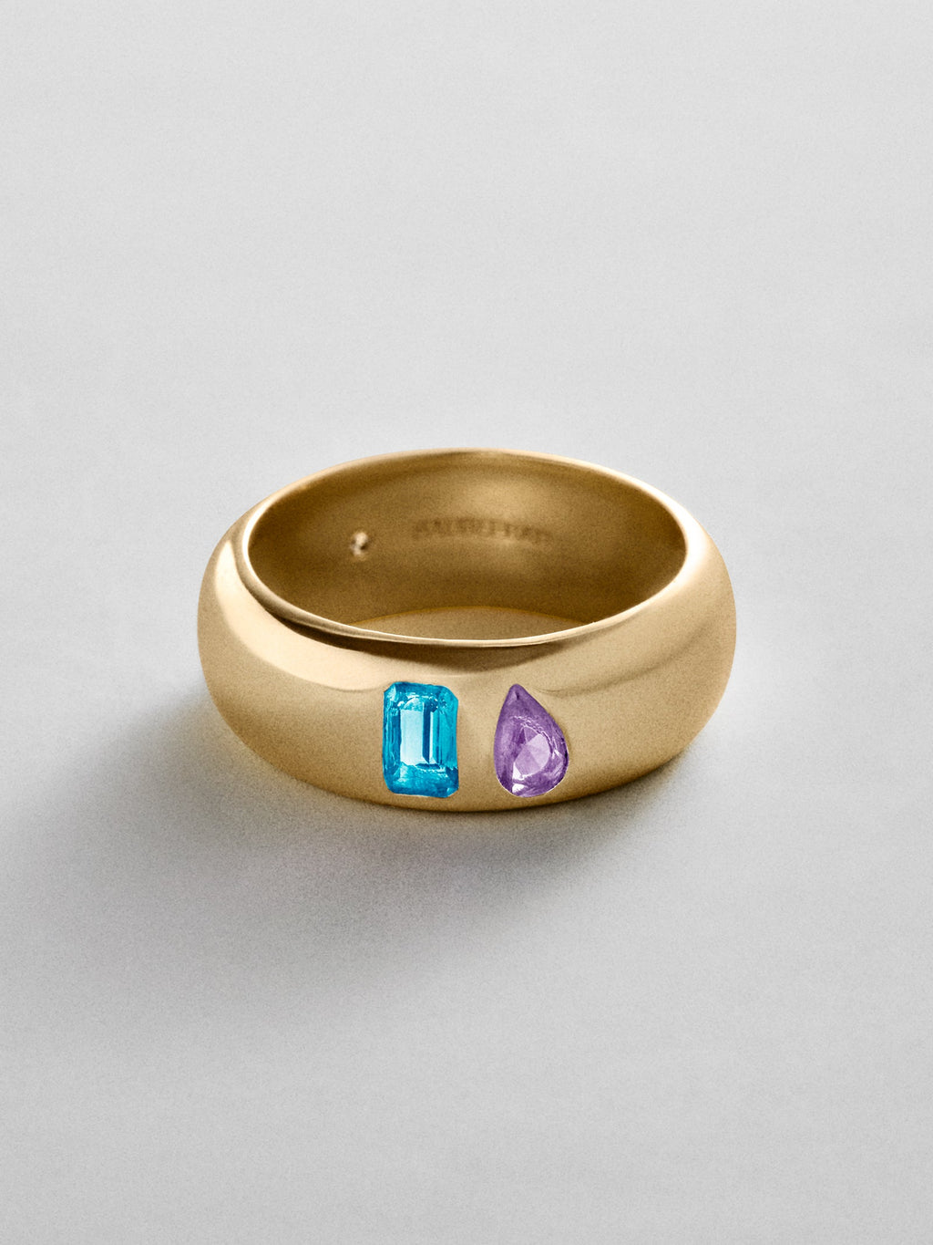 Multi-Stone Puffy Custom Birthstone Ring - Gold