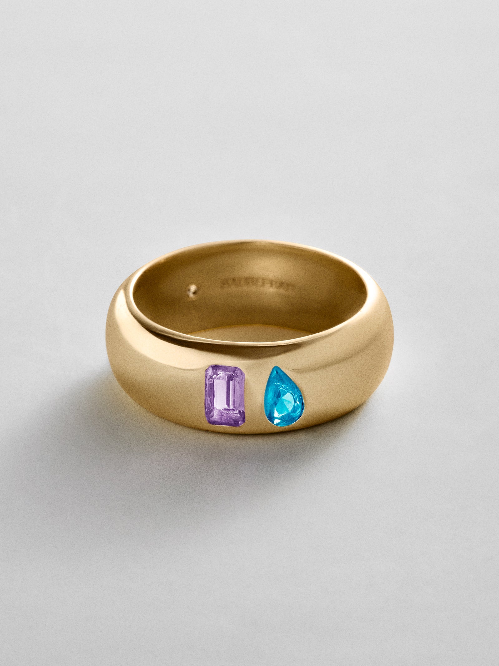 Multi-Stone Puffy Custom Birthstone Ring - Gold