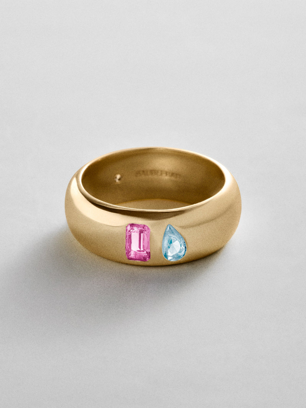 Multi-Stone Puffy Custom Birthstone Ring - Gold