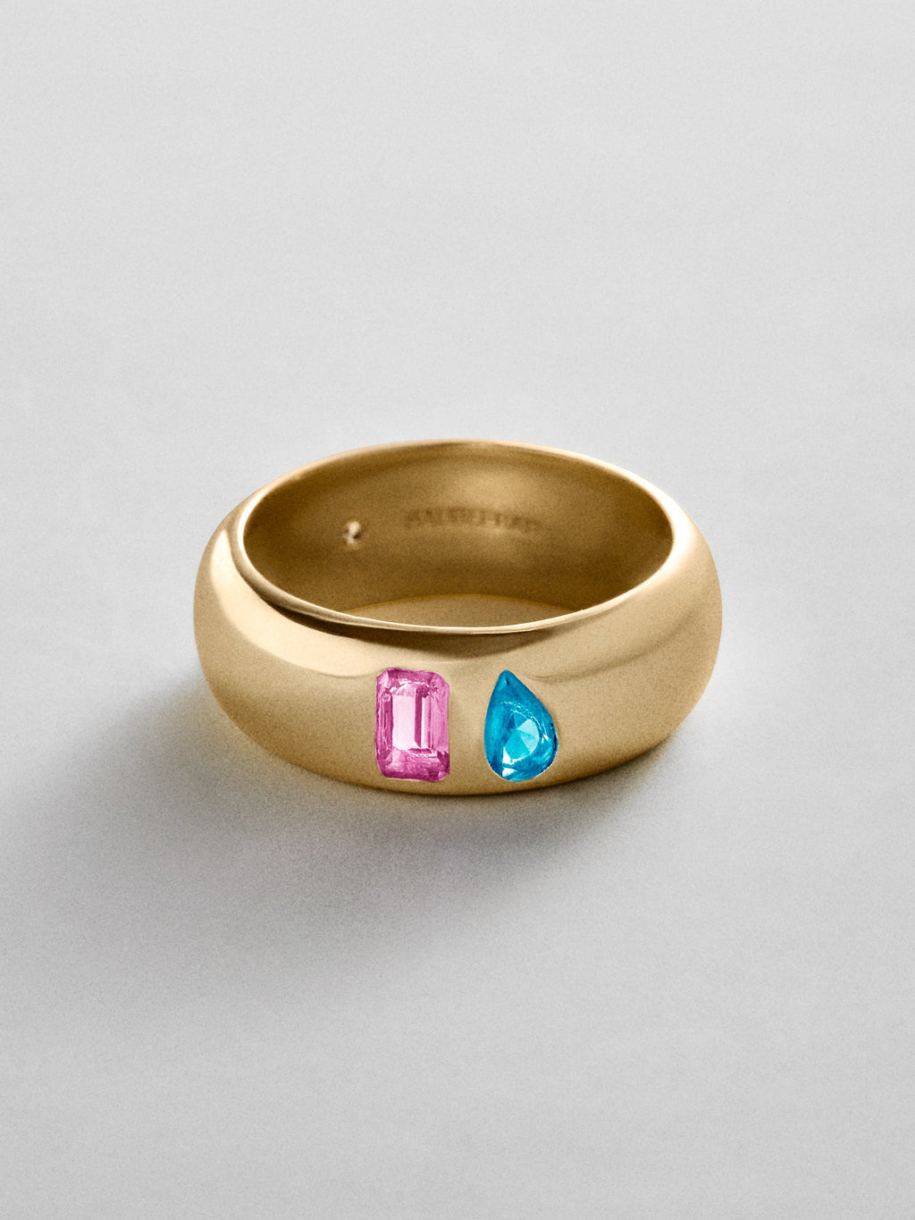 Multi-Stone Puffy Custom Birthstone Ring - Gold