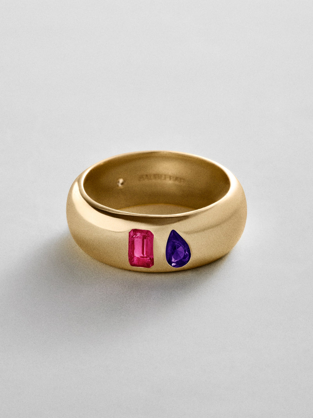 Multi-Stone Puffy Custom Birthstone Ring - Gold