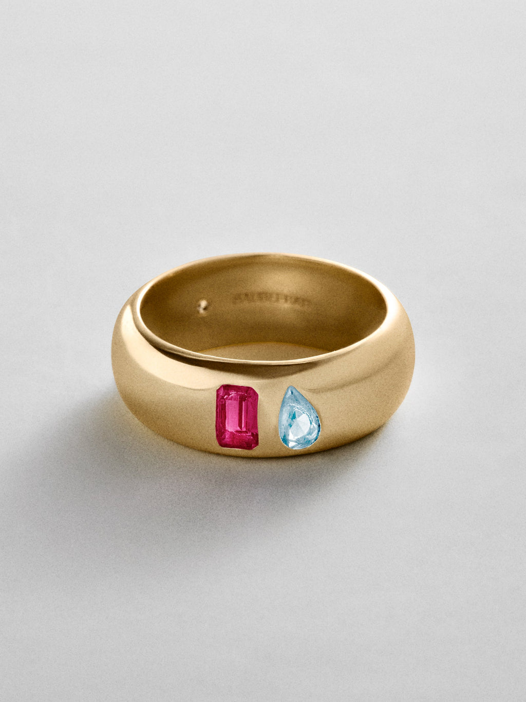 Multi-Stone Puffy Custom Birthstone Ring - Gold