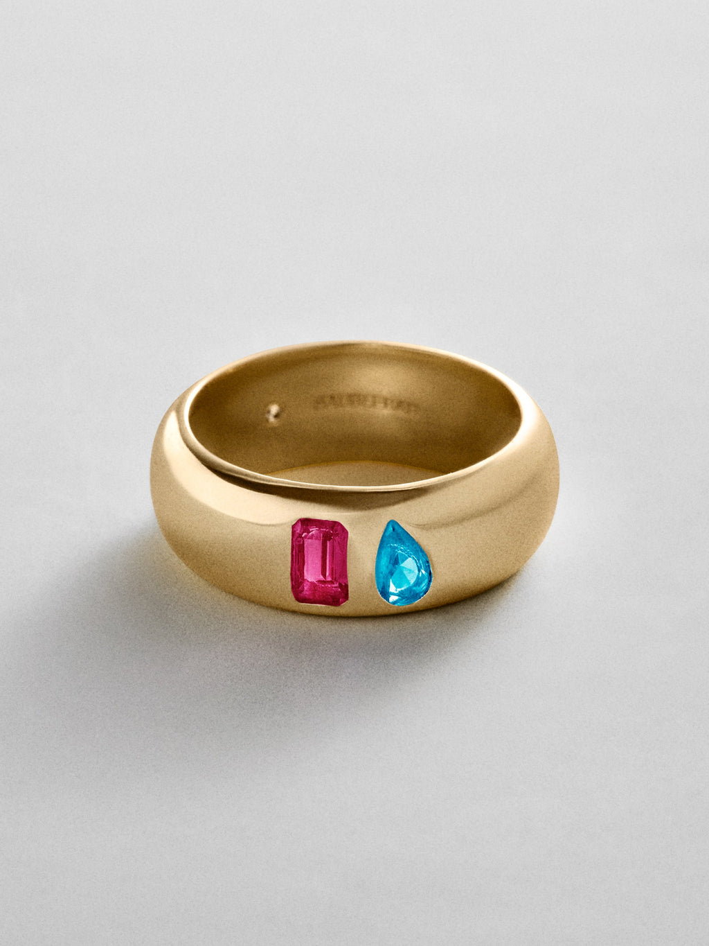 Multi-Stone Puffy Custom Birthstone Ring - Gold