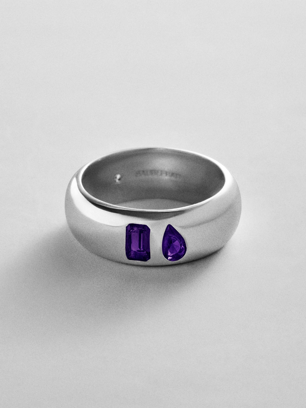 Multi-Stone Puffy Custom Birthstone Ring - Silver