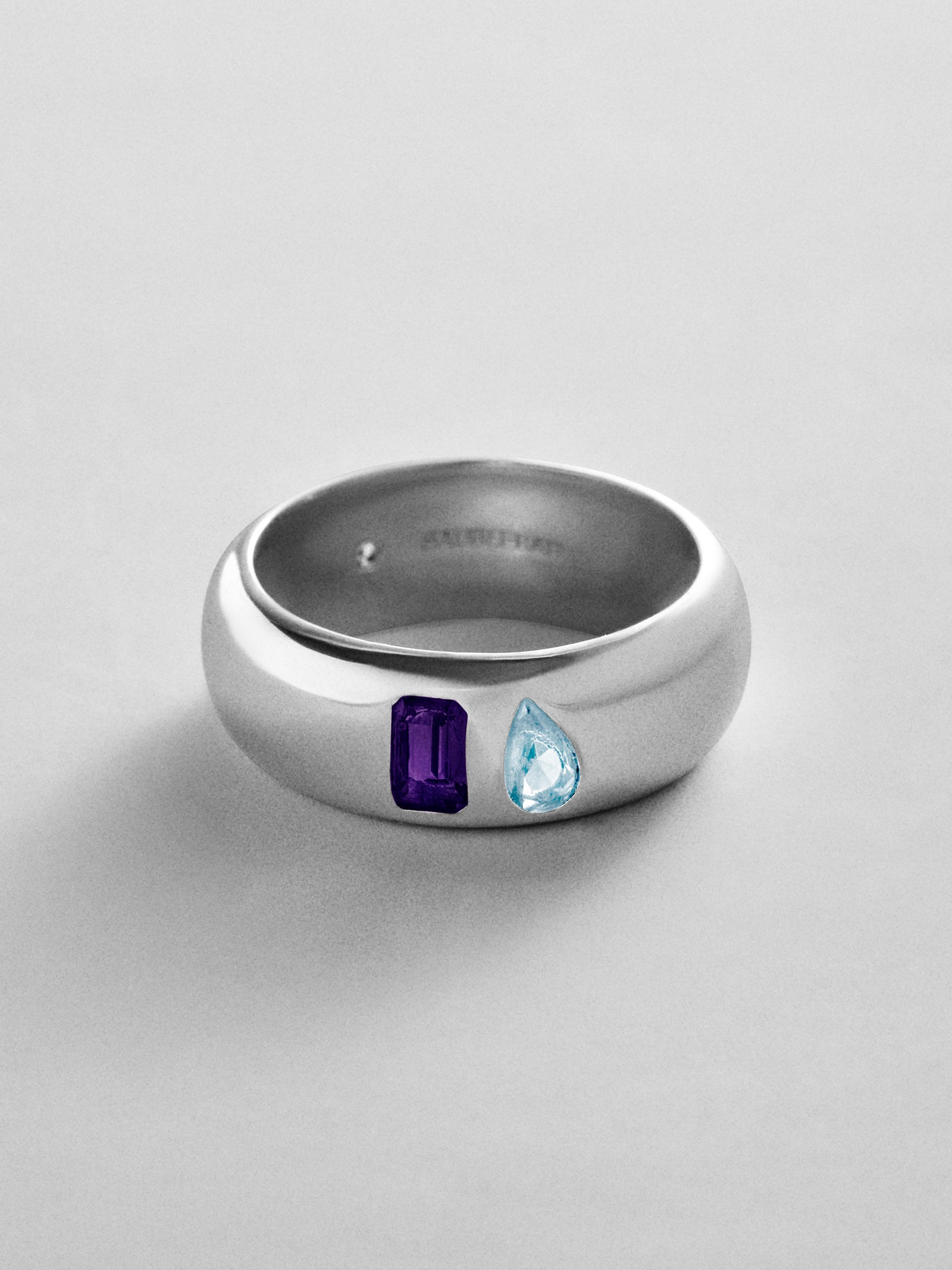 Multi-Stone Puffy Custom Birthstone Ring - Silver