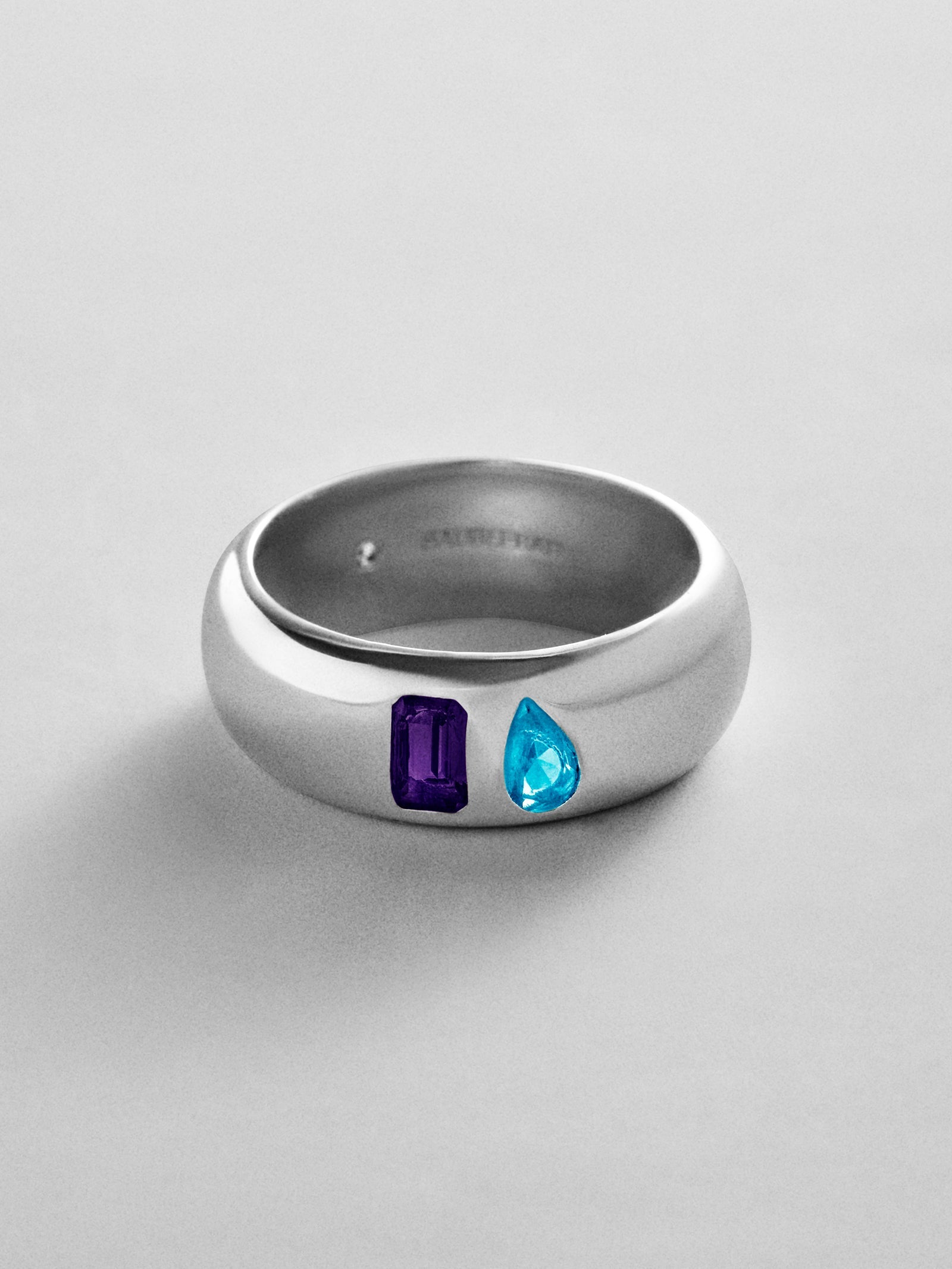 Multi-Stone Puffy Custom Birthstone Ring - Silver