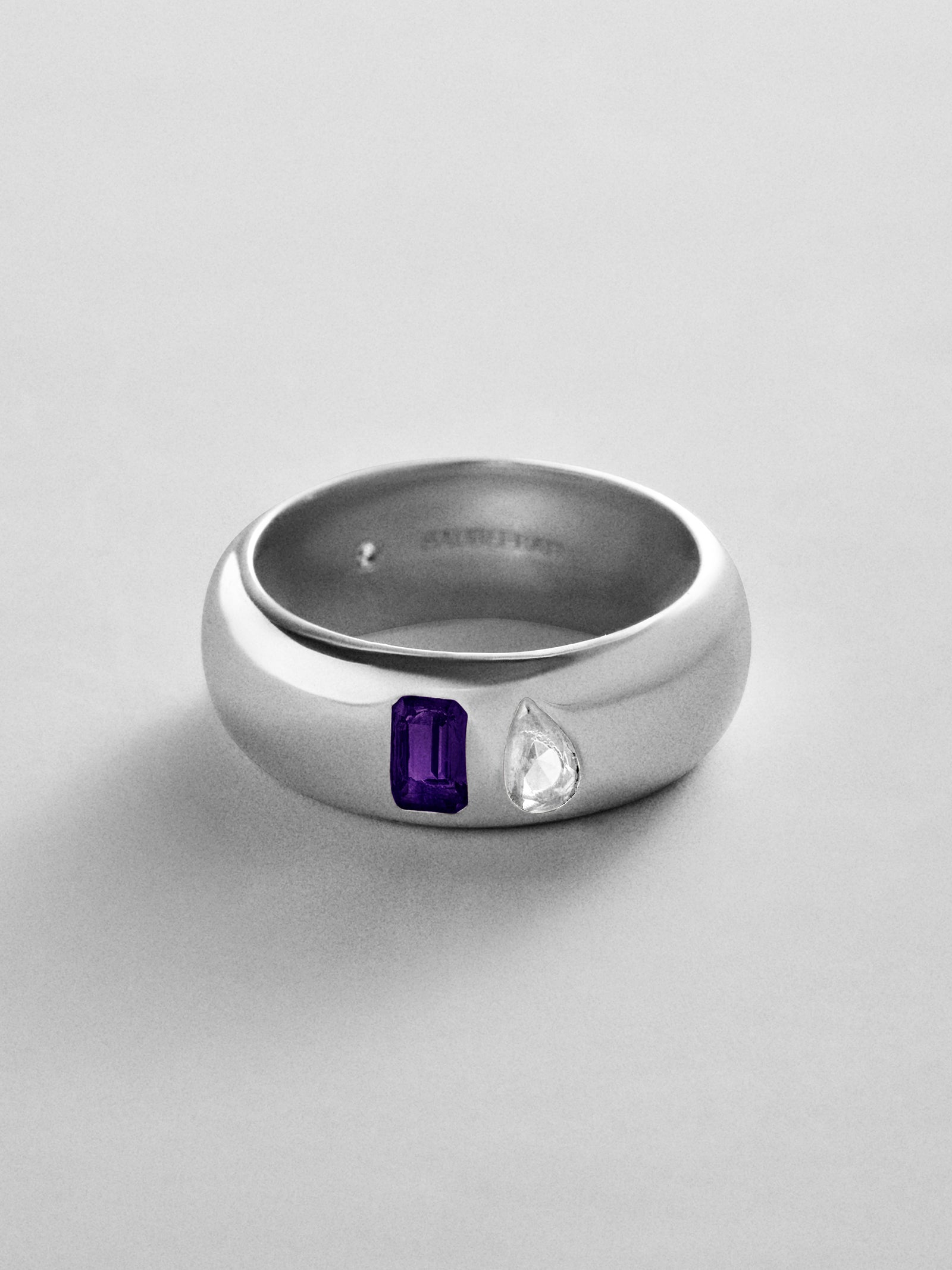 Multi-Stone Puffy Custom Birthstone Ring - Silver
