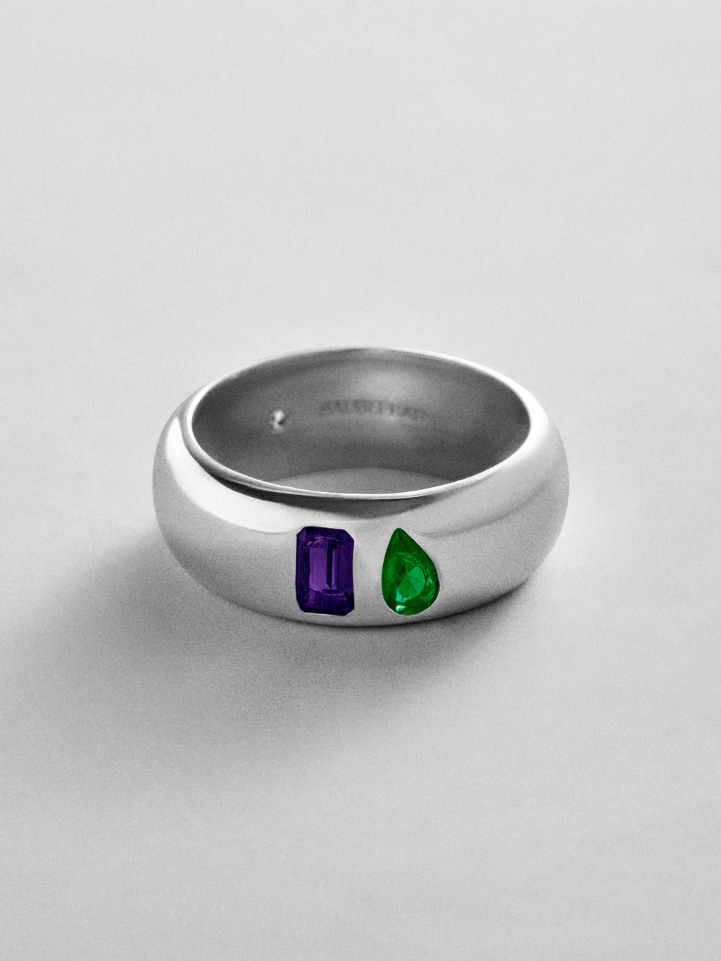 Multi-Stone Puffy Custom Birthstone Ring - Silver