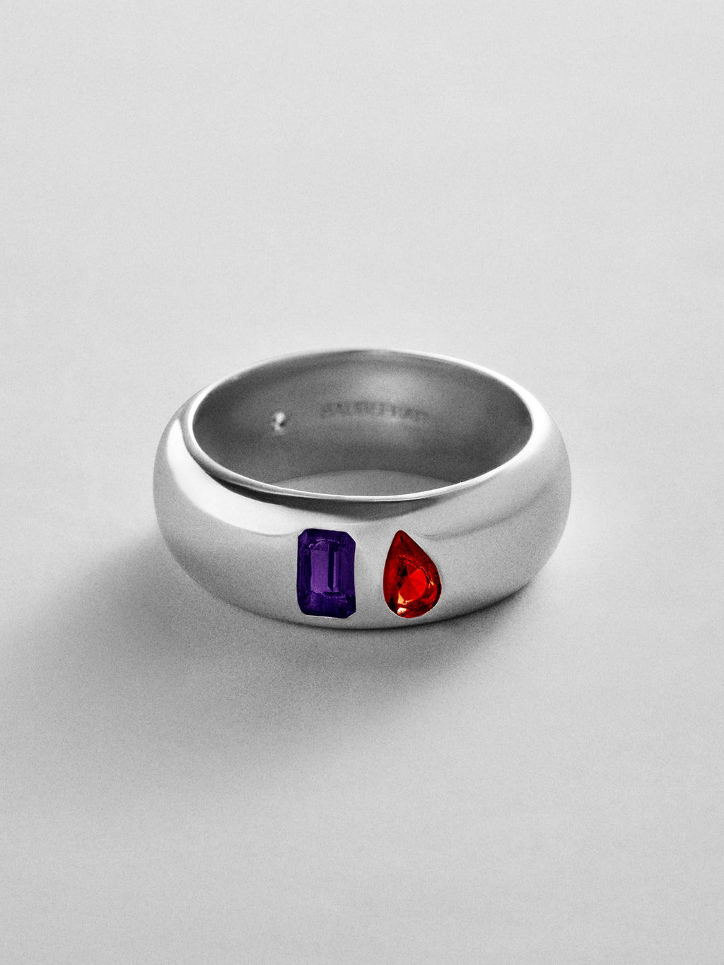 Multi-Stone Puffy Custom Birthstone Ring - Silver