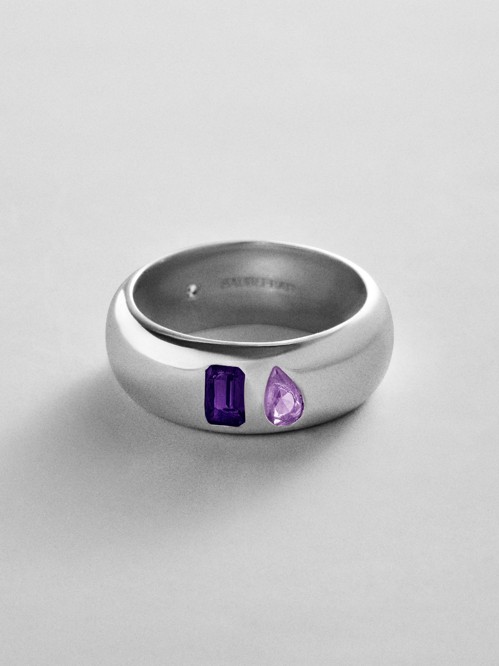 Multi-Stone Puffy Custom Birthstone Ring - Silver