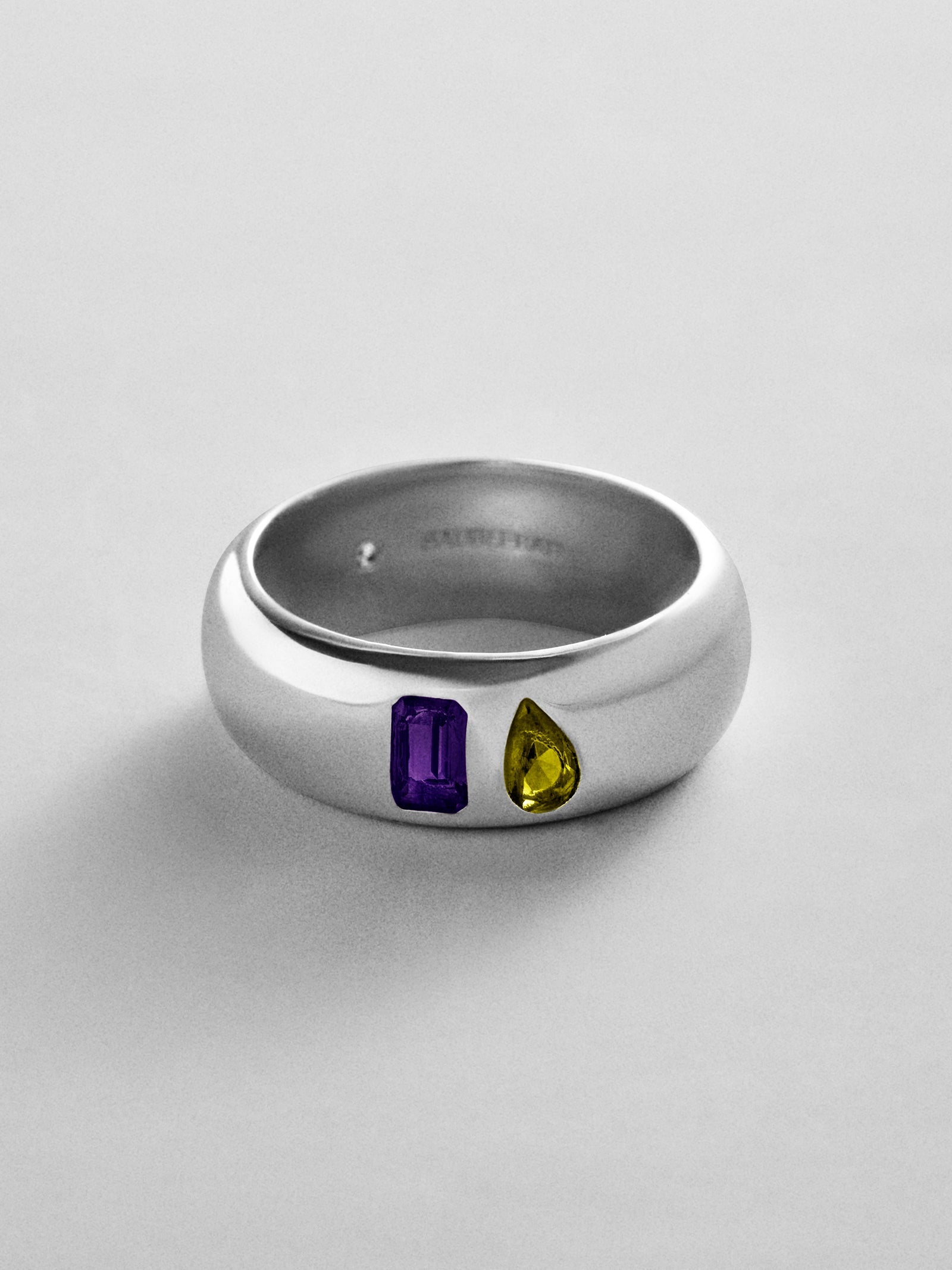 Multi-Stone Puffy Custom Birthstone Ring - Silver