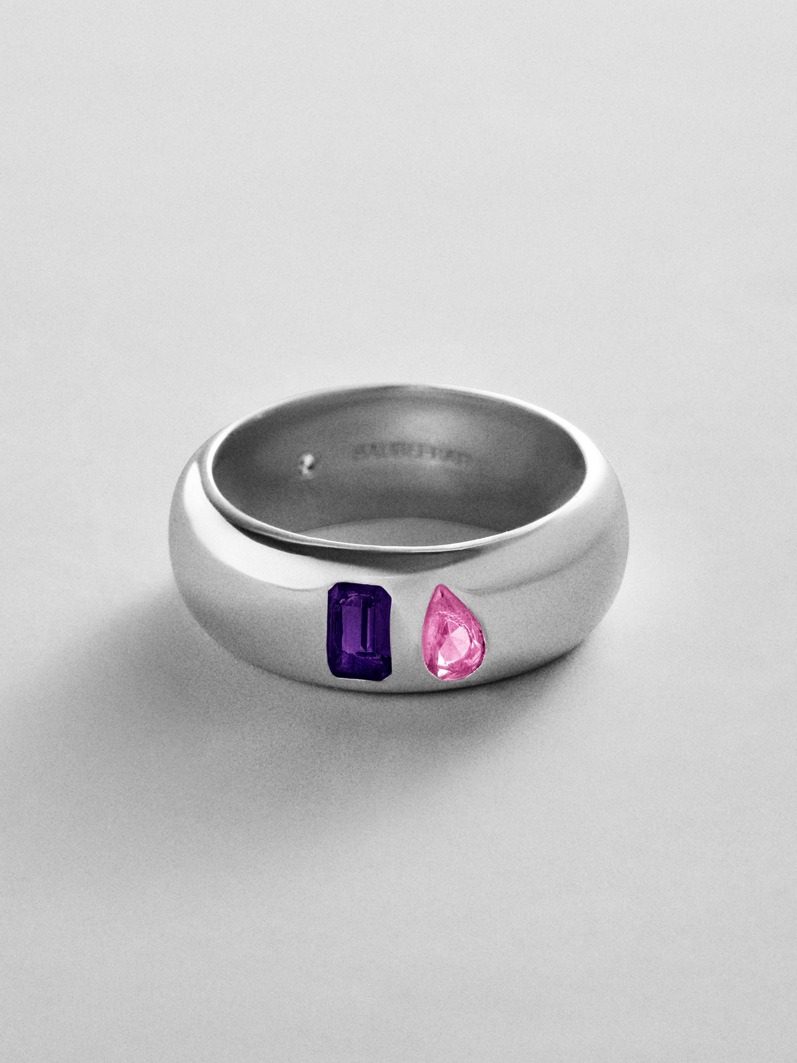 Multi-Stone Puffy Custom Birthstone Ring - Silver