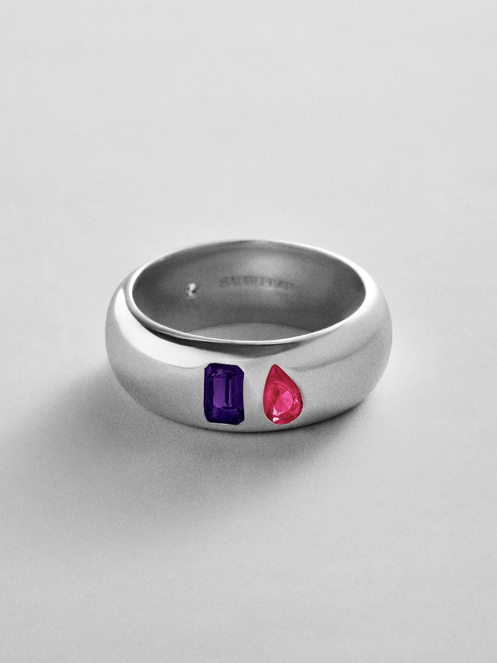 Multi-Stone Puffy Custom Birthstone Ring - Silver