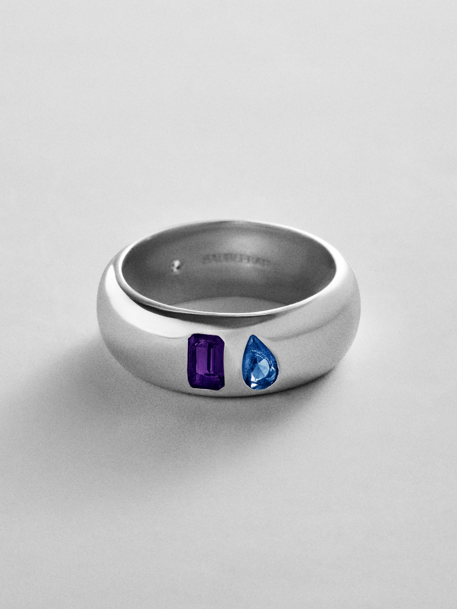 Multi-Stone Puffy Custom Birthstone Ring - Silver