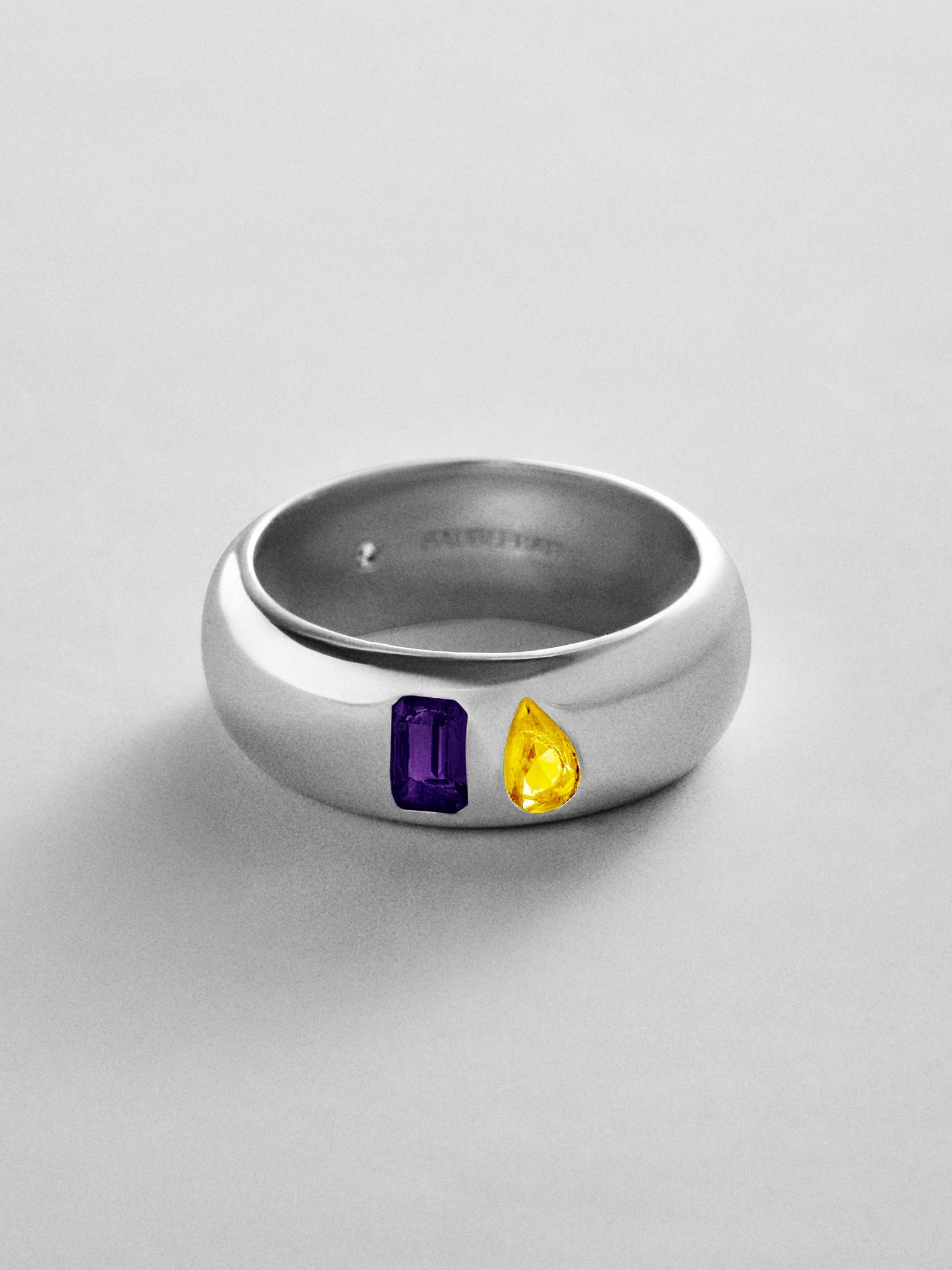 Multi-Stone Puffy Custom Birthstone Ring - Silver