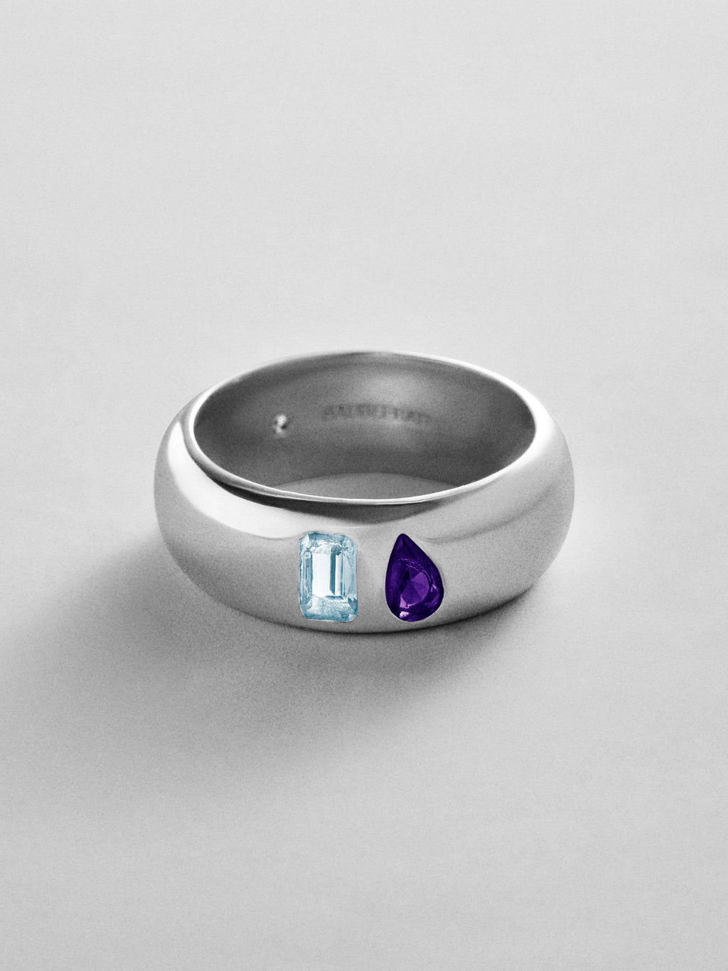 Multi-Stone Puffy Custom Birthstone Ring - Silver