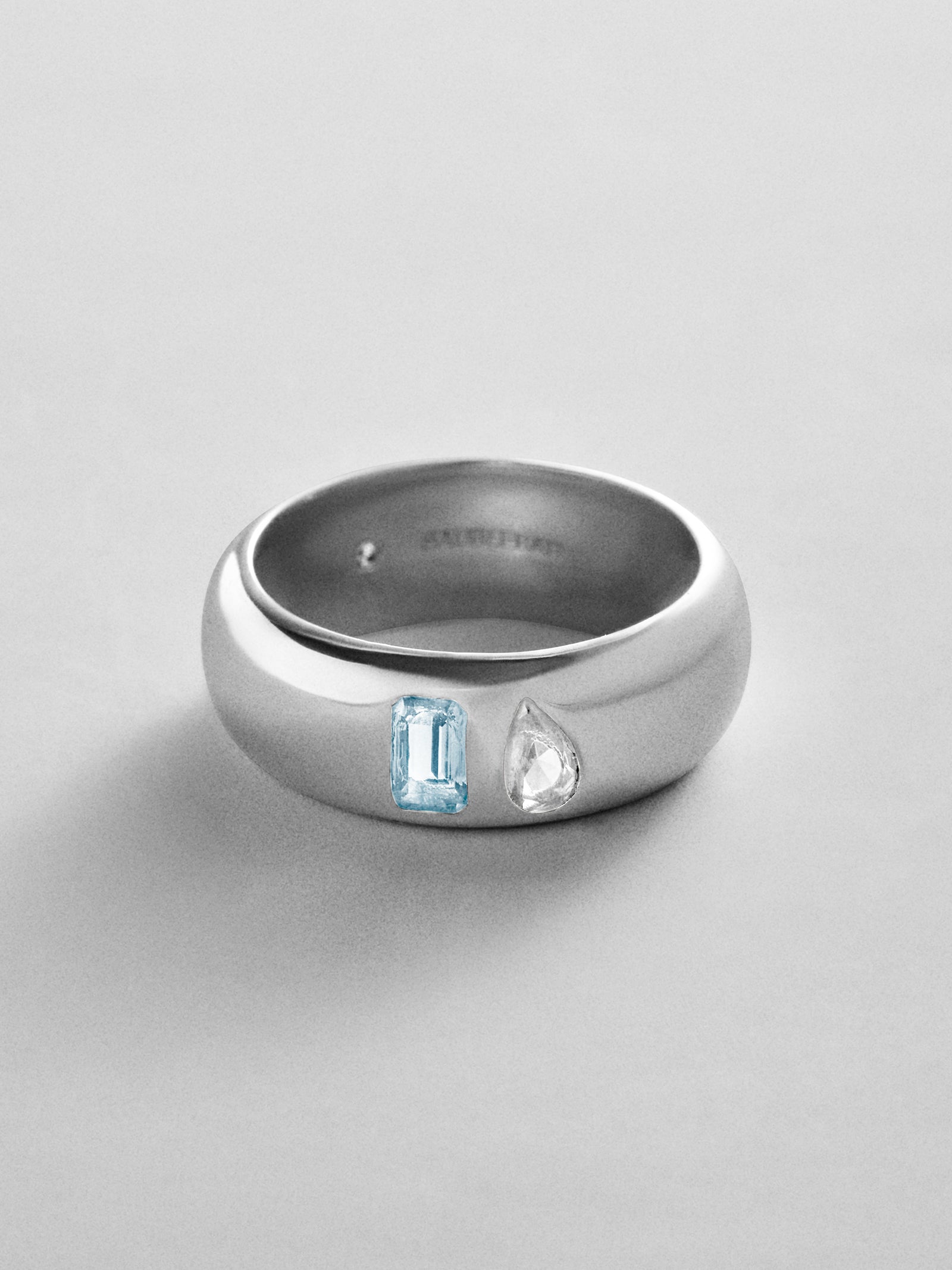 Multi-Stone Puffy Custom Birthstone Ring - Silver