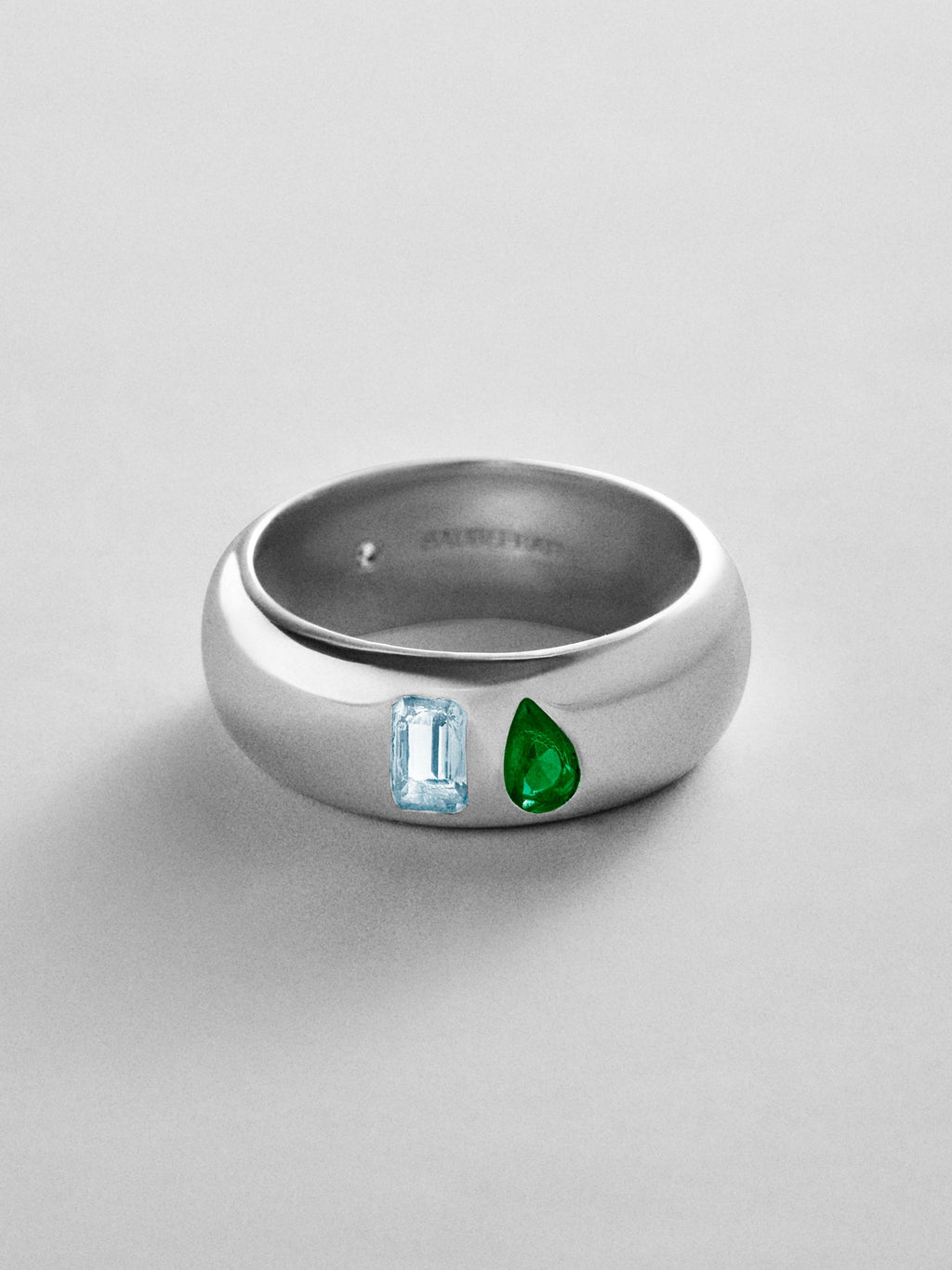 Multi-Stone Puffy Custom Birthstone Ring - Silver