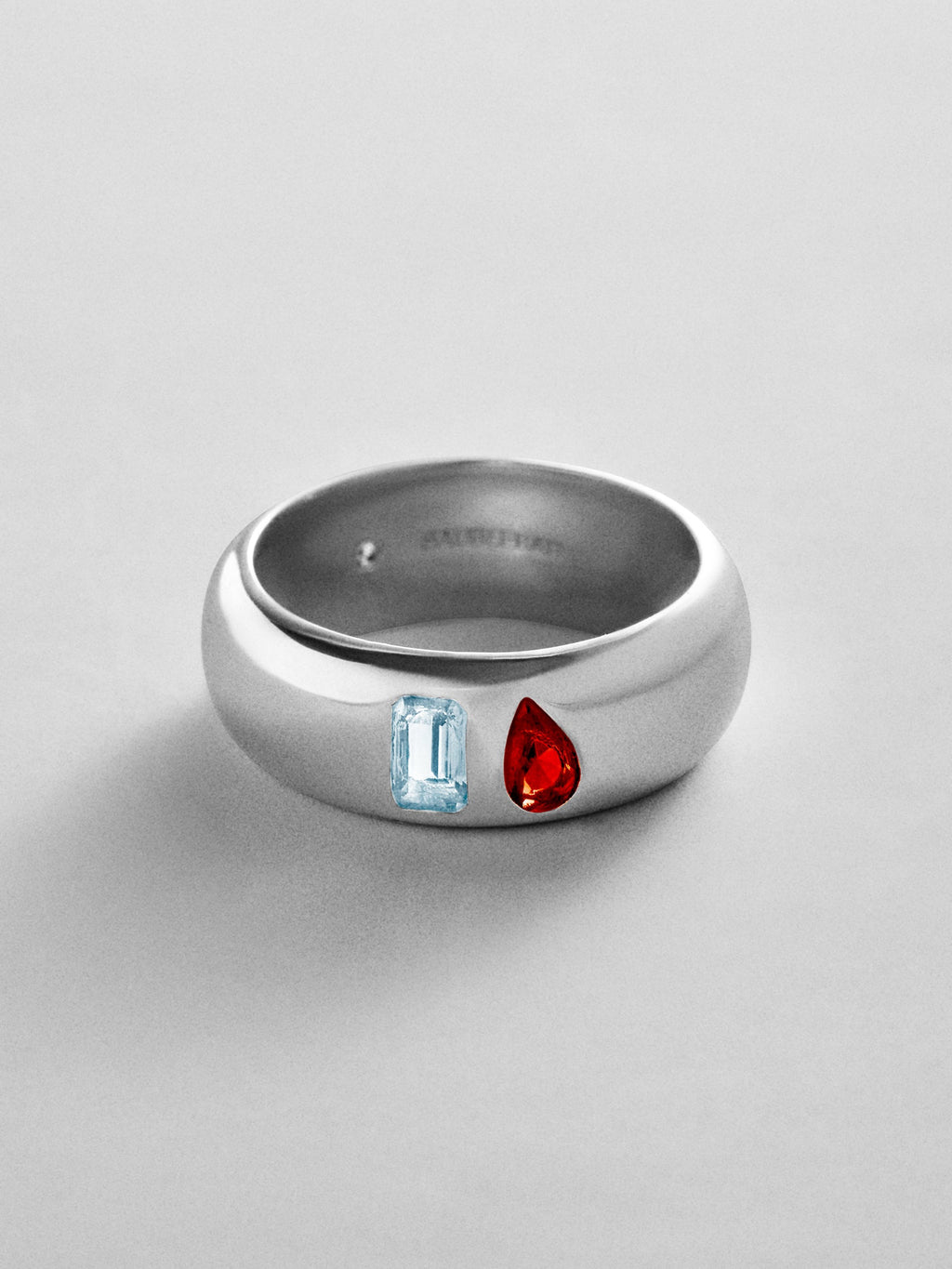 Multi-Stone Puffy Custom Birthstone Ring - Silver