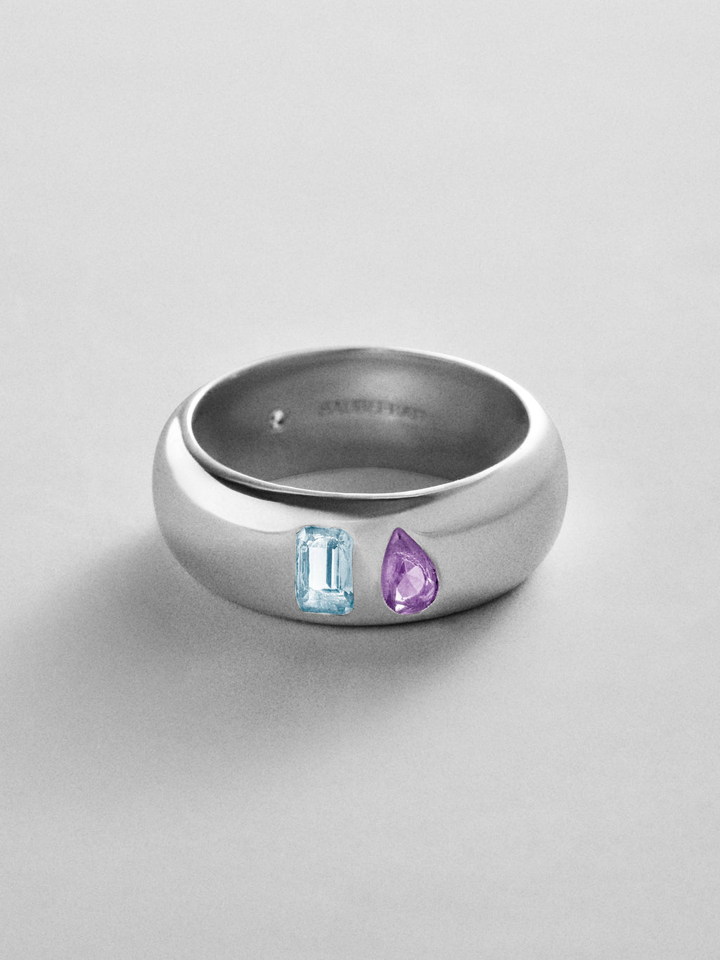 Multi-Stone Puffy Custom Birthstone Ring - Silver