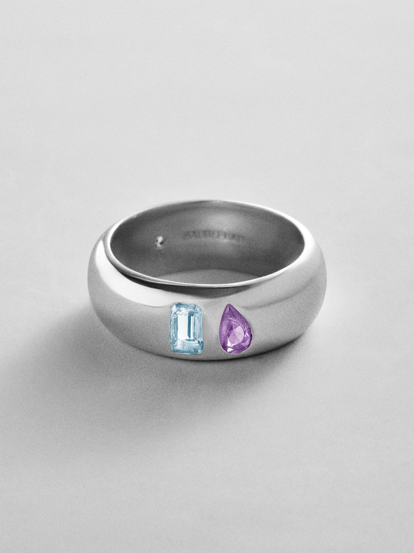 Multi-Stone Puffy Custom Birthstone Ring - Silver