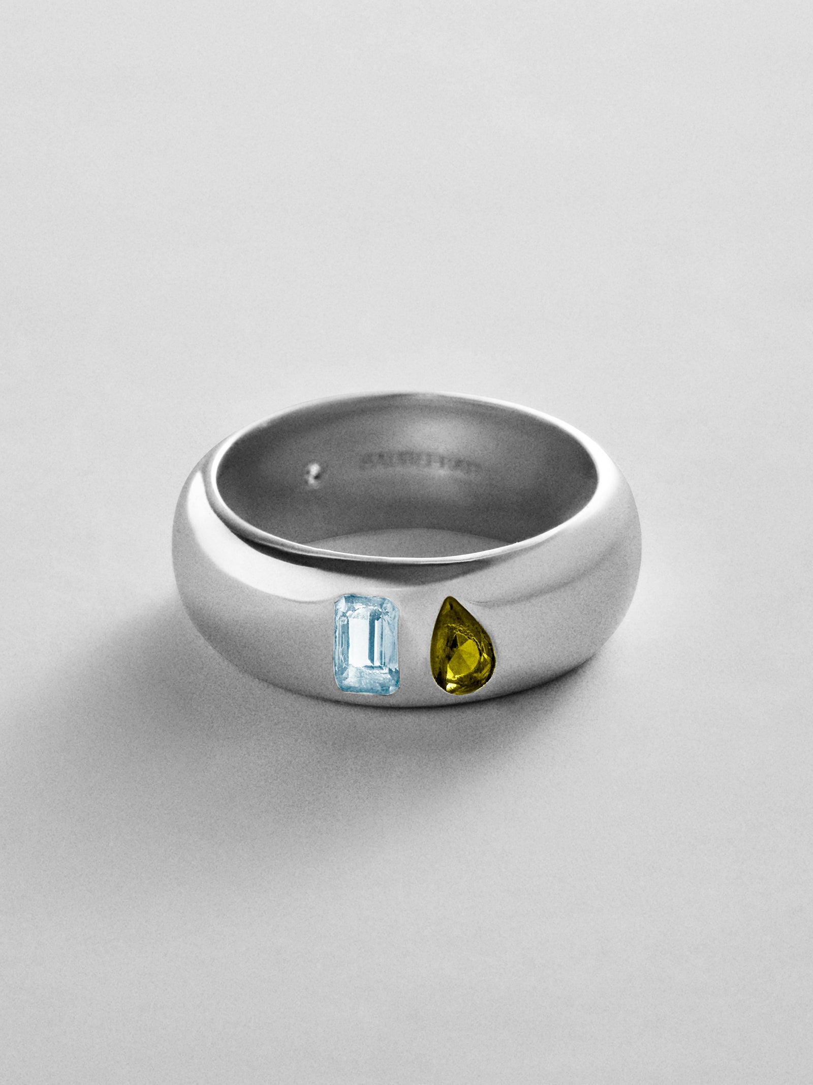 Multi-Stone Puffy Custom Birthstone Ring - Silver
