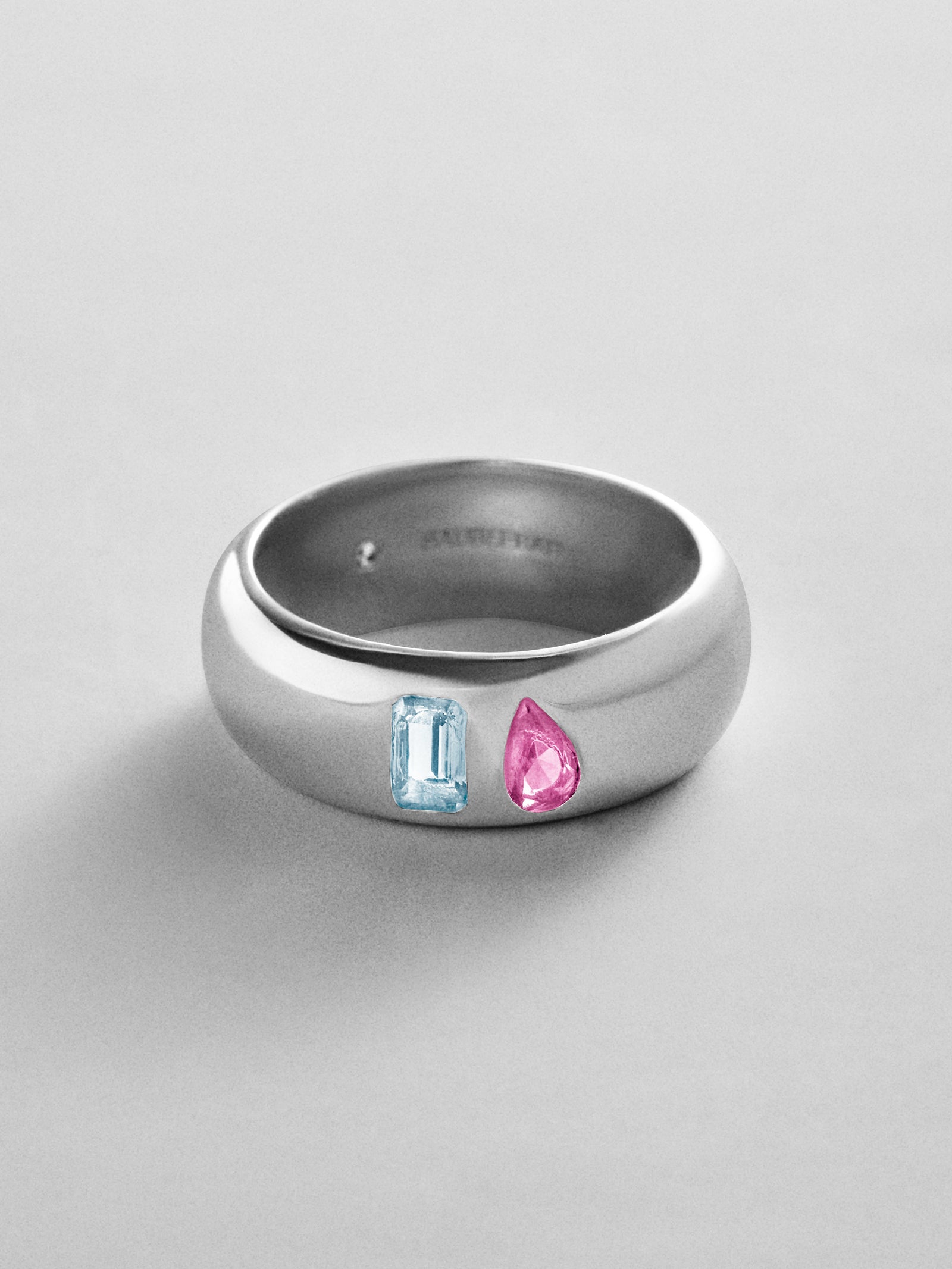 Multi-Stone Puffy Custom Birthstone Ring - Silver
