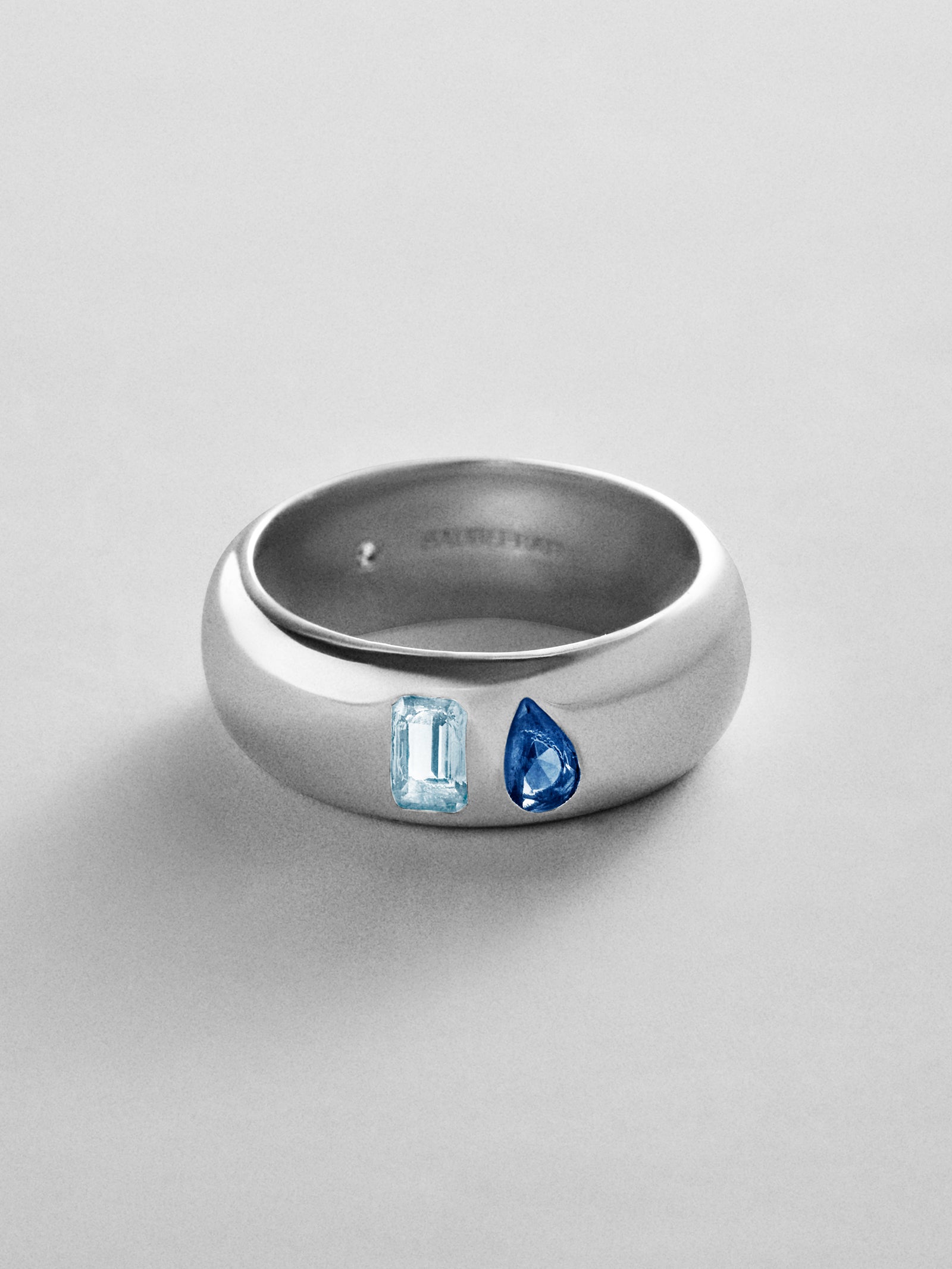 Multi-Stone Puffy Custom Birthstone Ring - Silver