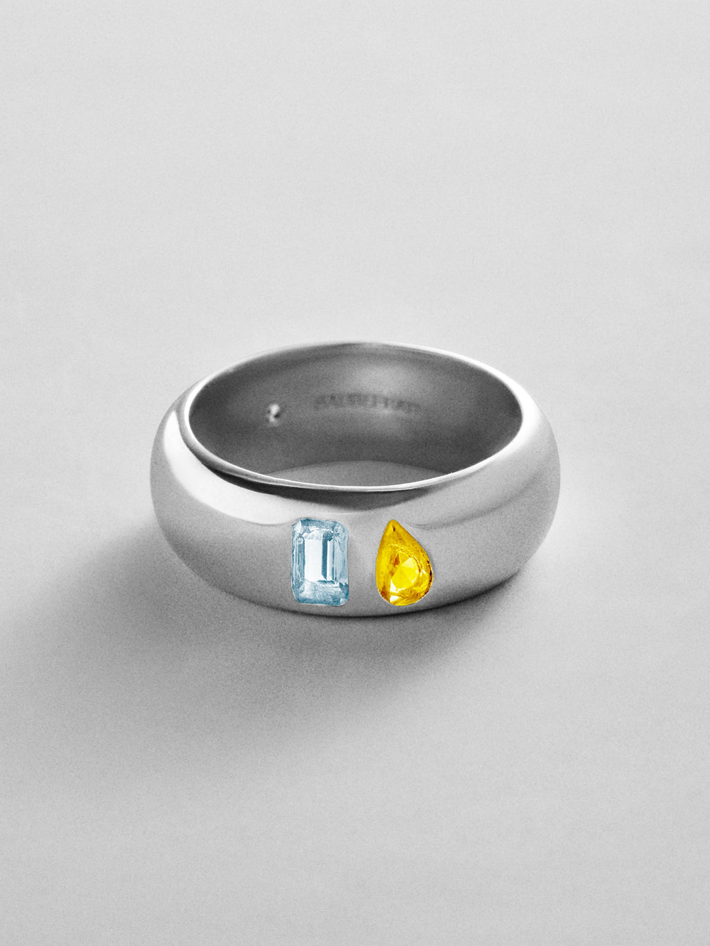 Multi-Stone Puffy Custom Birthstone Ring - Silver