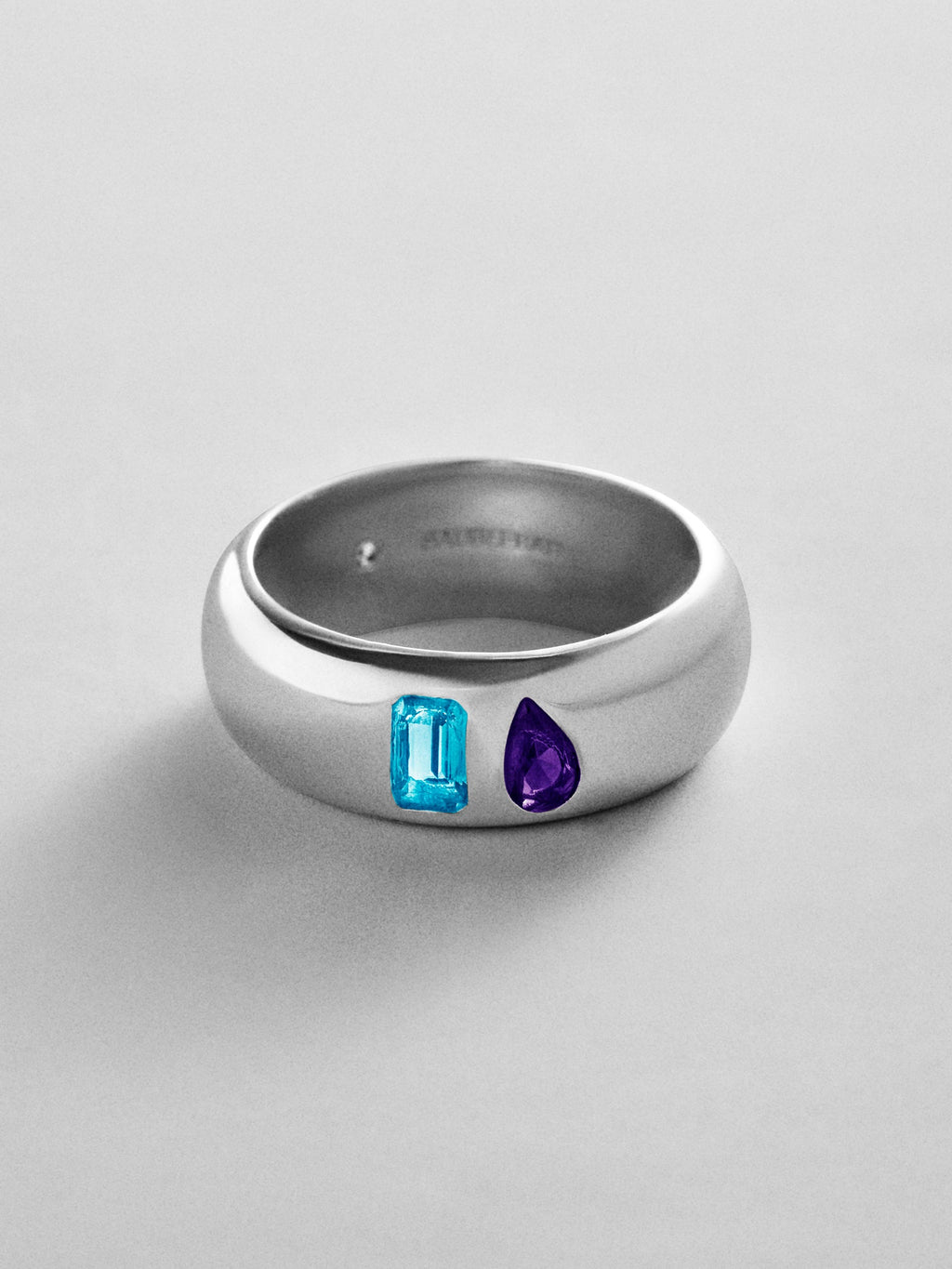 Multi-Stone Puffy Custom Birthstone Ring - Silver