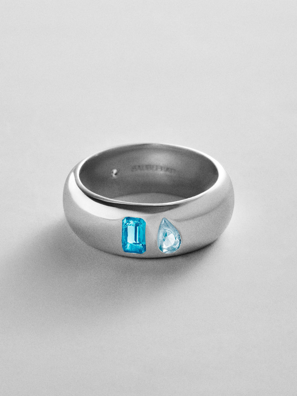 Multi-Stone Puffy Custom Birthstone Ring - Silver