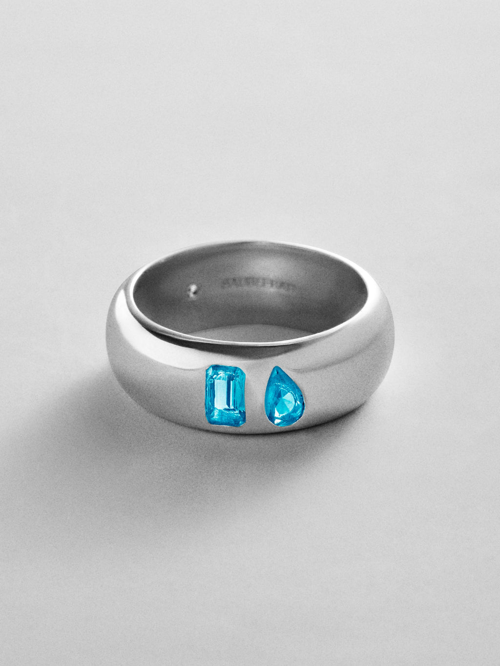 Multi-Stone Puffy Custom Birthstone Ring - Silver