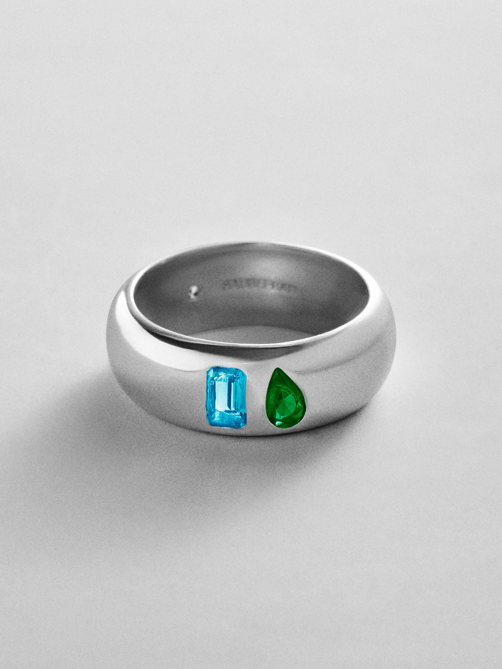 Multi-Stone Puffy Custom Birthstone Ring - Silver