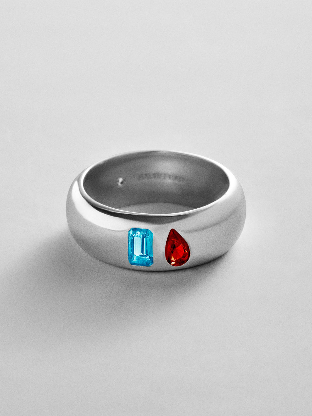 Multi-Stone Puffy Custom Birthstone Ring - Silver