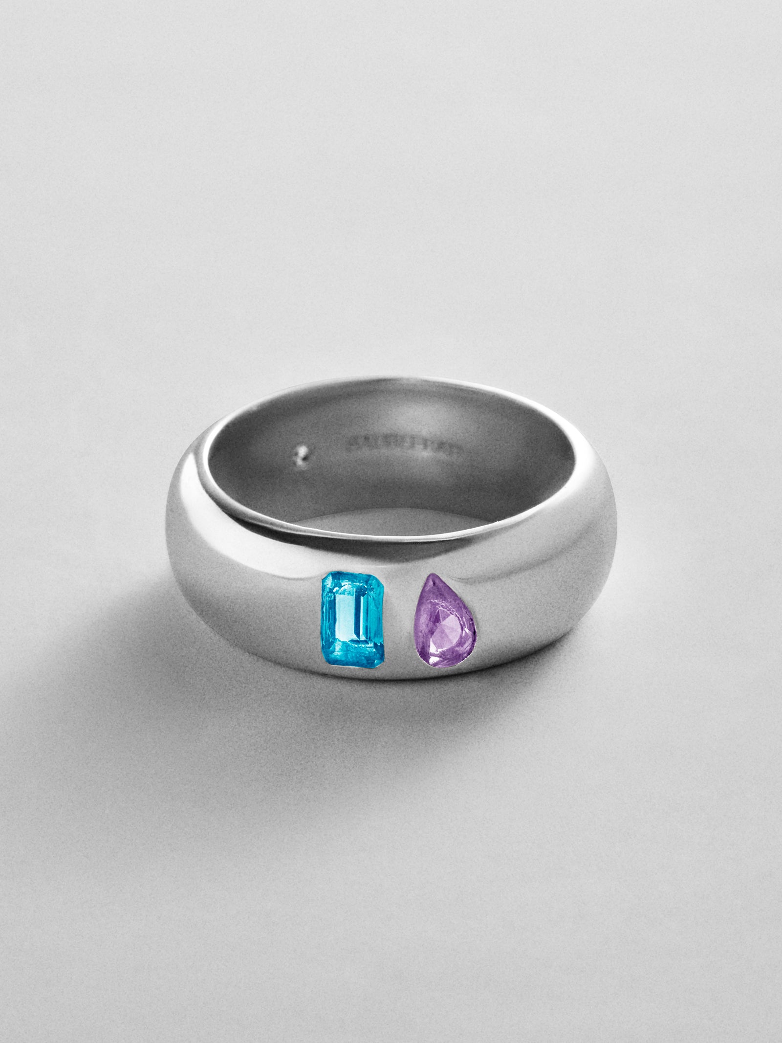 Multi-Stone Puffy Custom Birthstone Ring - Silver
