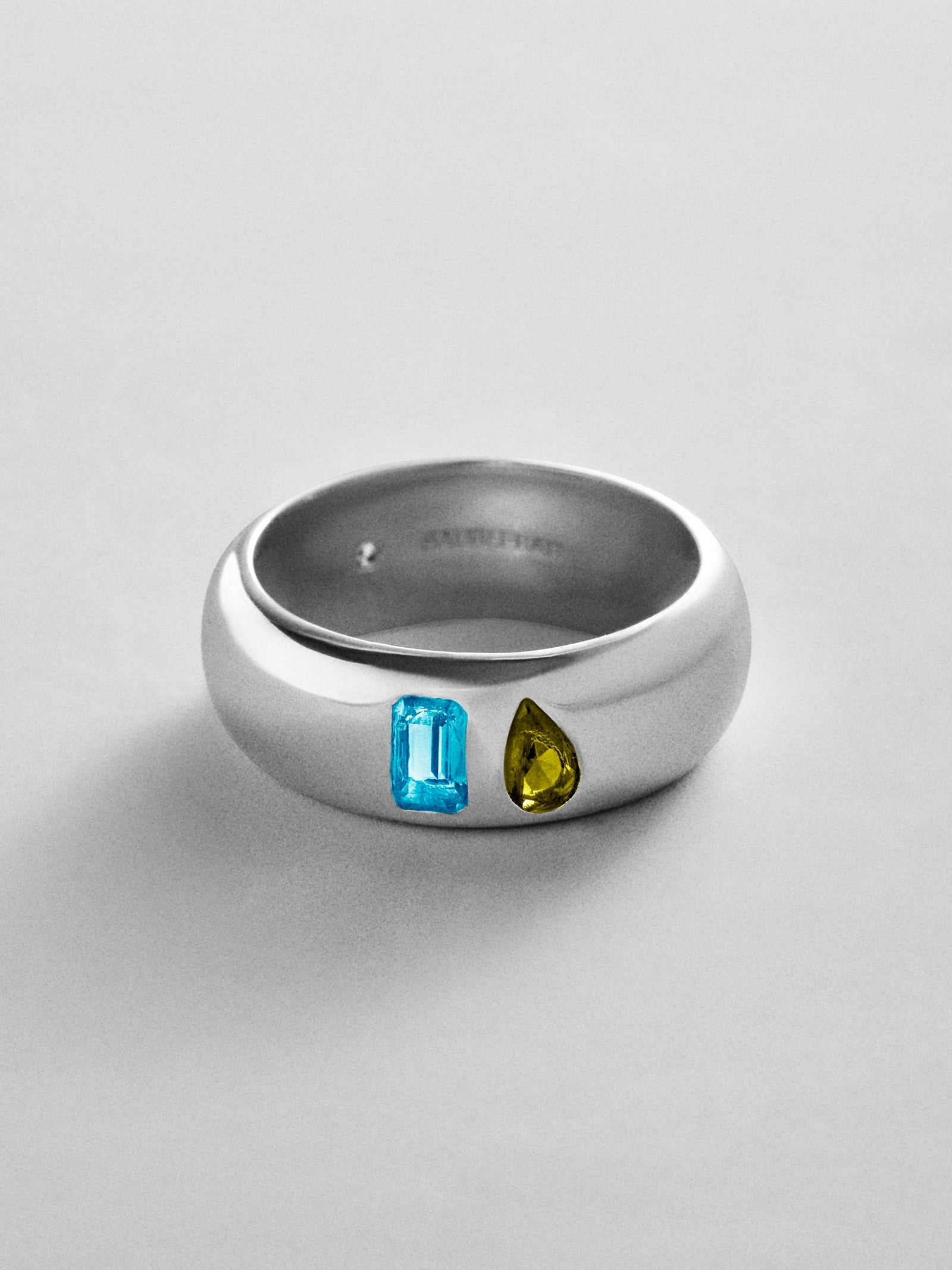 Multi-Stone Puffy Custom Birthstone Ring - Silver