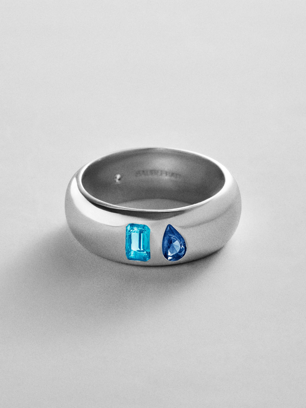 Multi-Stone Puffy Custom Birthstone Ring - Silver