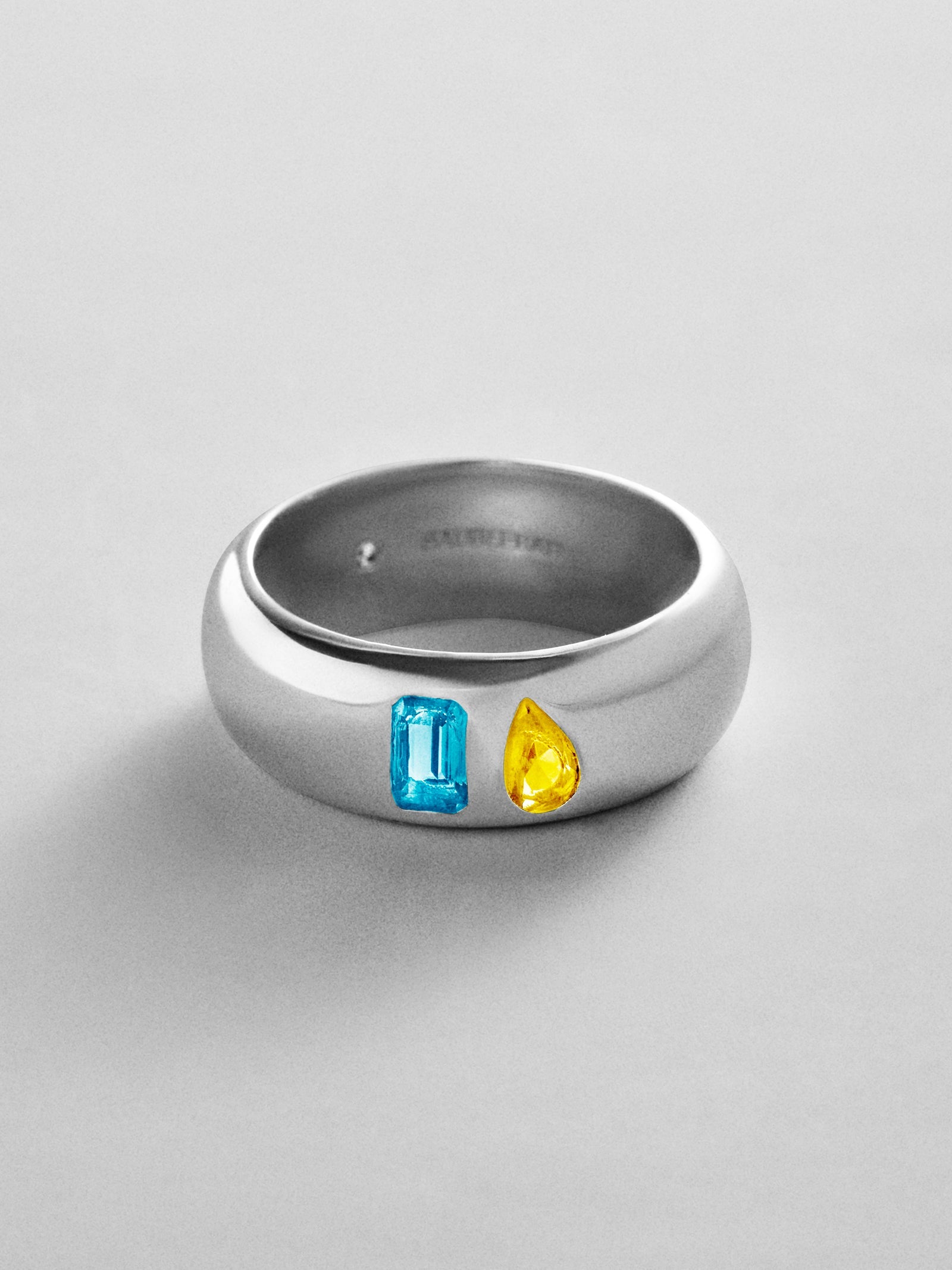 Multi-Stone Puffy Custom Birthstone Ring - Silver