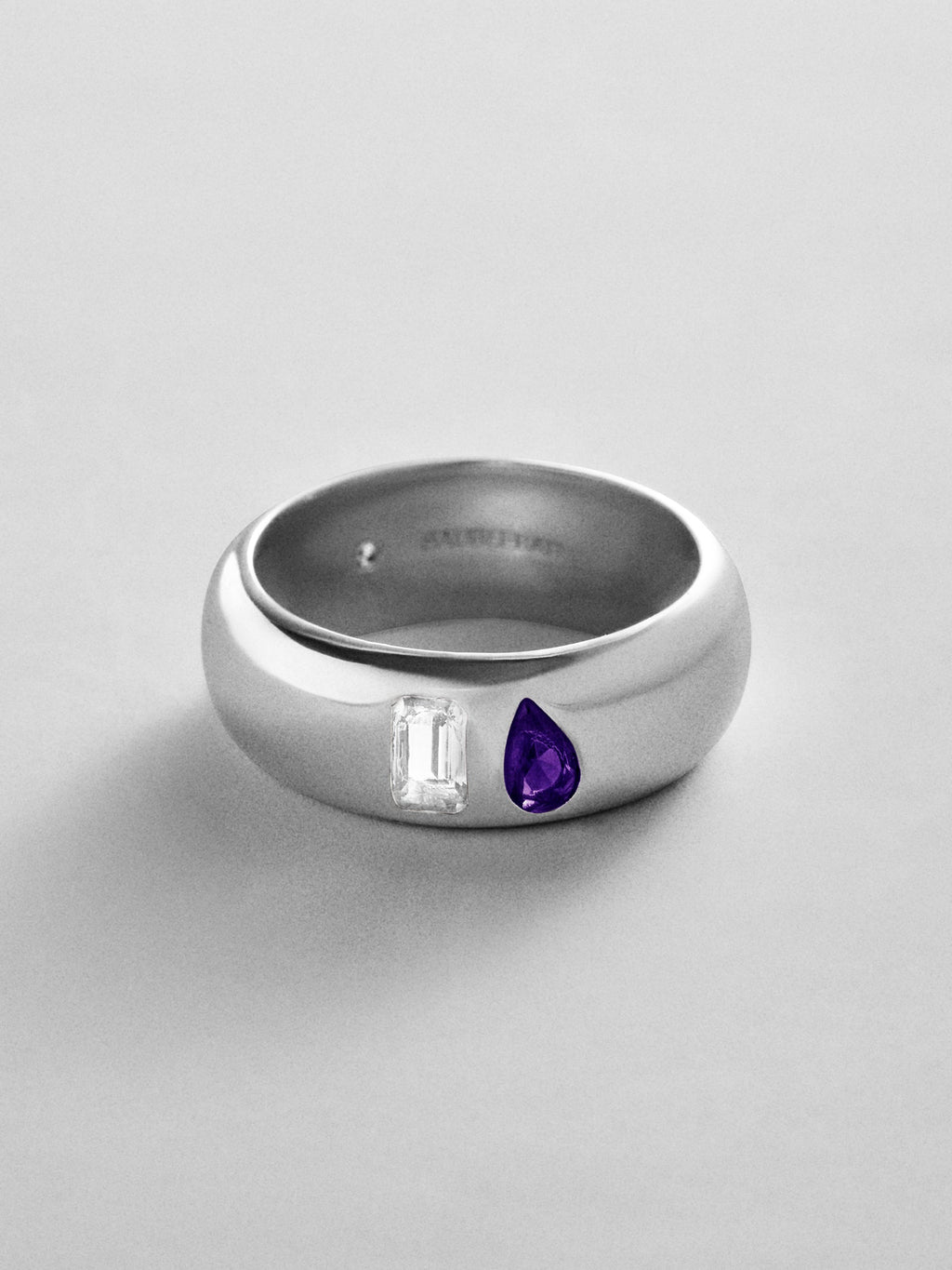 Multi-Stone Puffy Custom Birthstone Ring - Silver