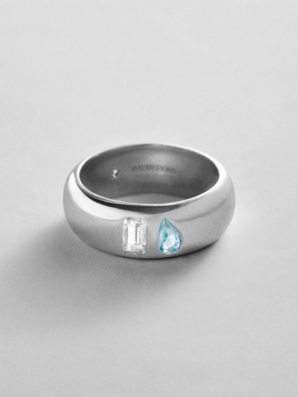 Multi-Stone Puffy Custom Birthstone Ring - Silver