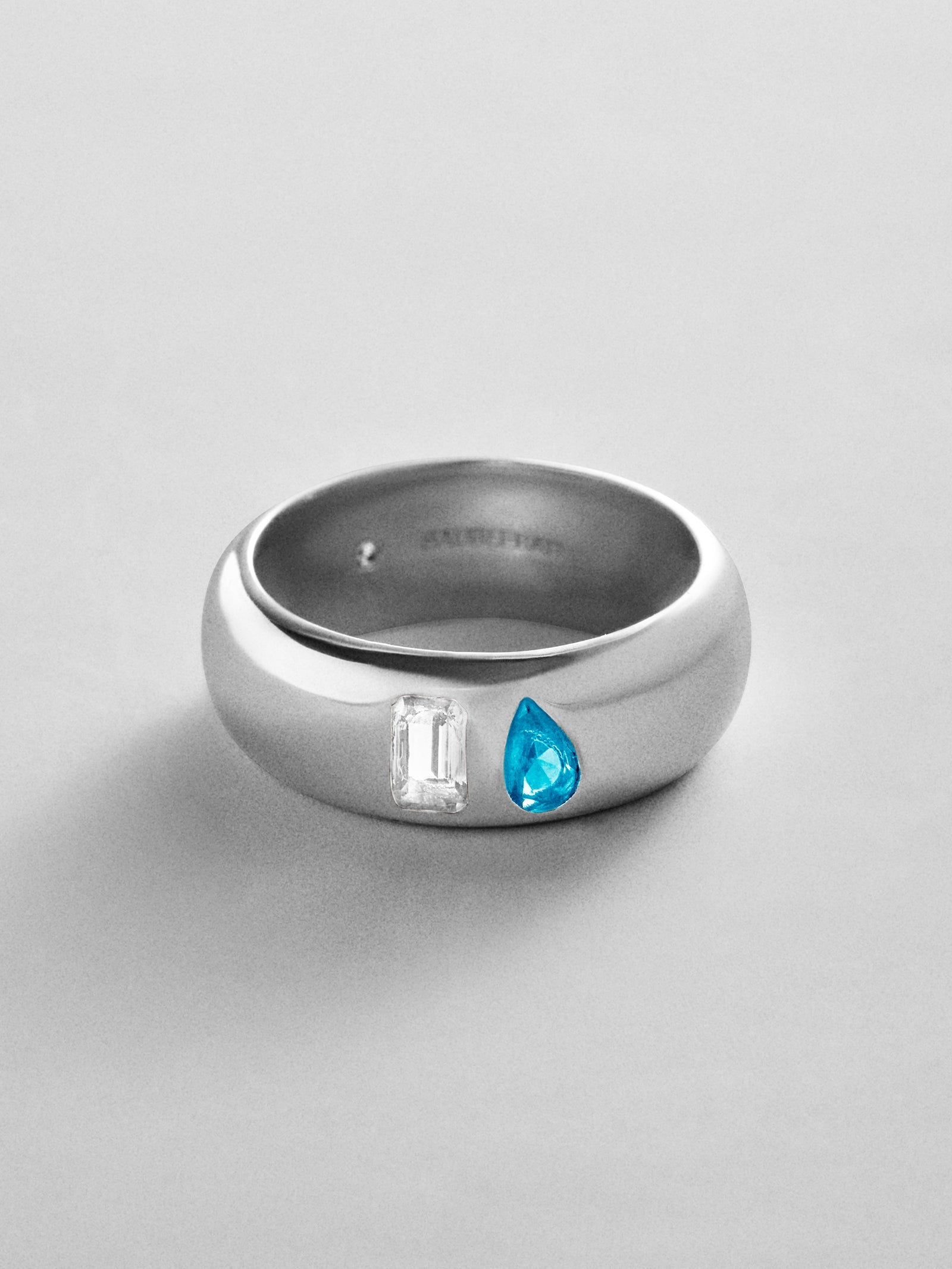 Multi-Stone Puffy Custom Birthstone Ring - Silver