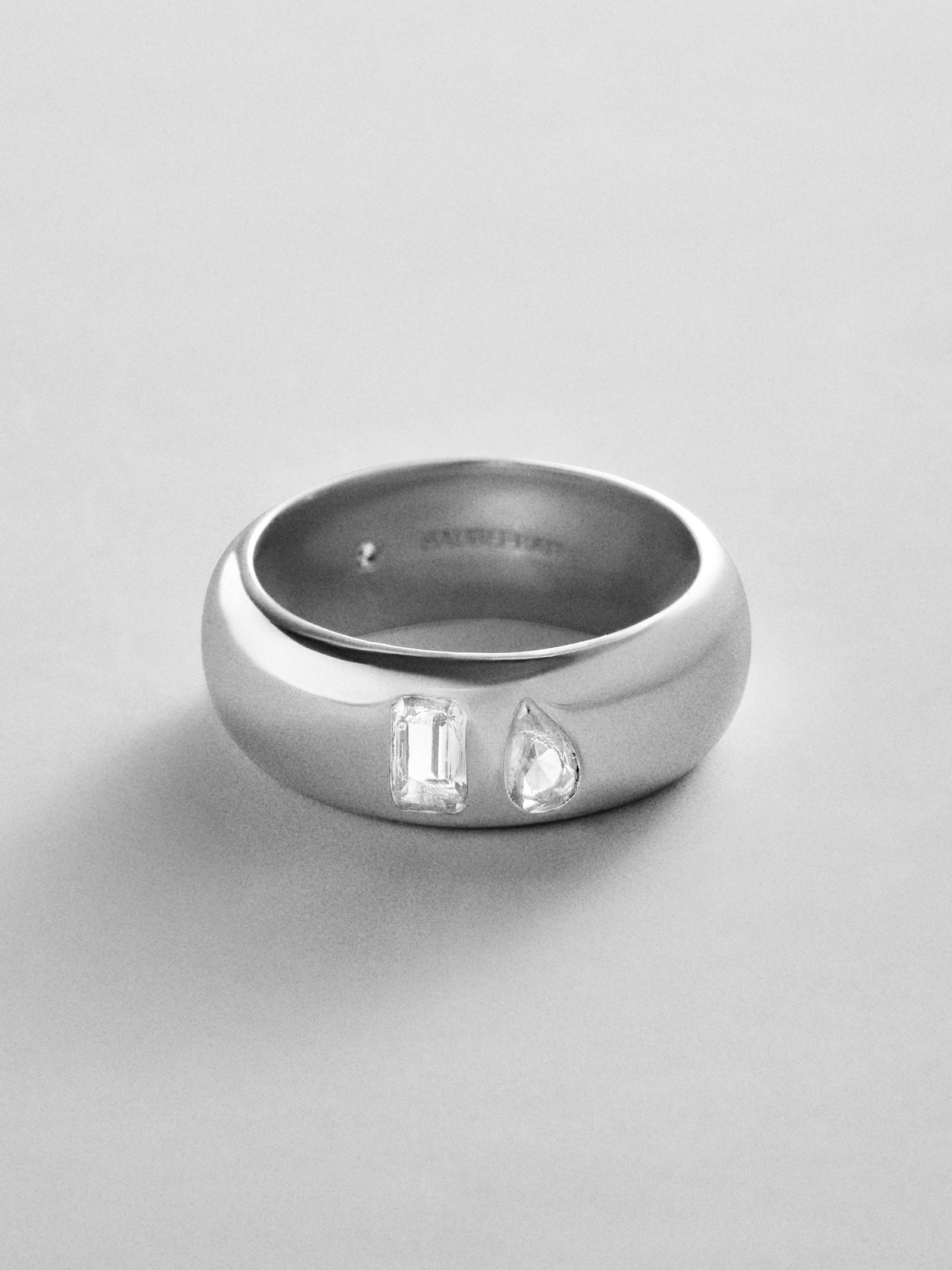 Multi-Stone Puffy Custom Birthstone Ring - Silver