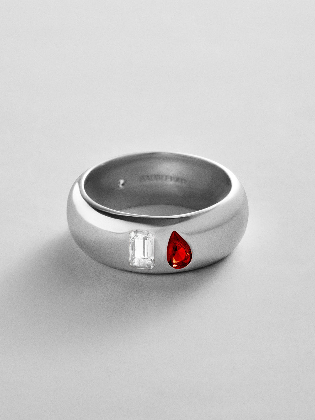 Multi-Stone Puffy Custom Birthstone Ring - Silver