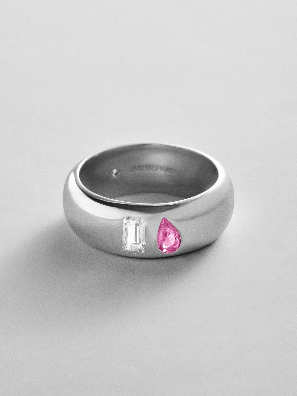 Multi-Stone Puffy Custom Birthstone Ring - Silver