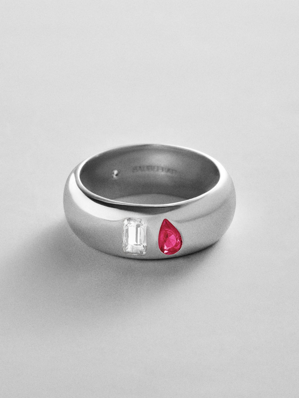 Multi-Stone Puffy Custom Birthstone Ring - Silver