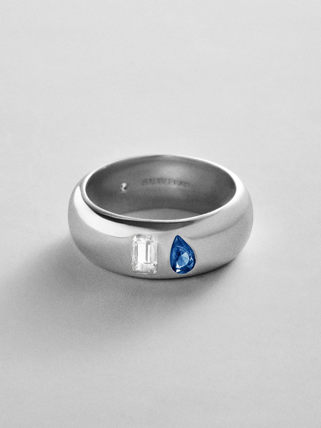 Multi-Stone Puffy Custom Birthstone Ring - Silver