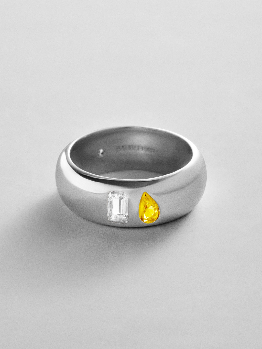 Multi-Stone Puffy Custom Birthstone Ring - Silver