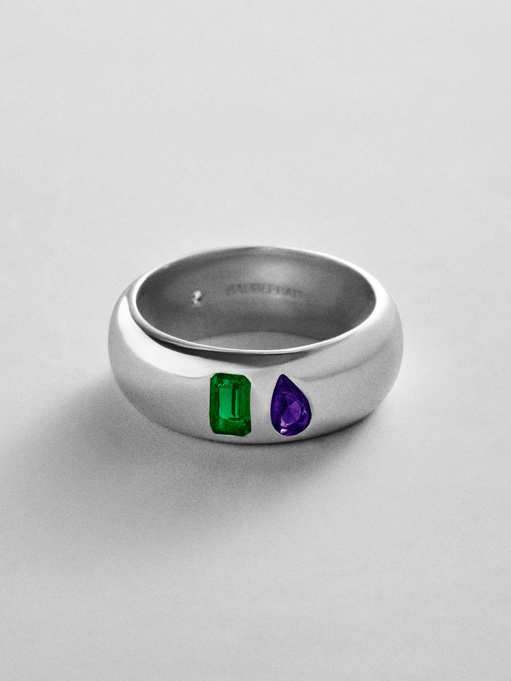 Multi-Stone Puffy Custom Birthstone Ring - Silver