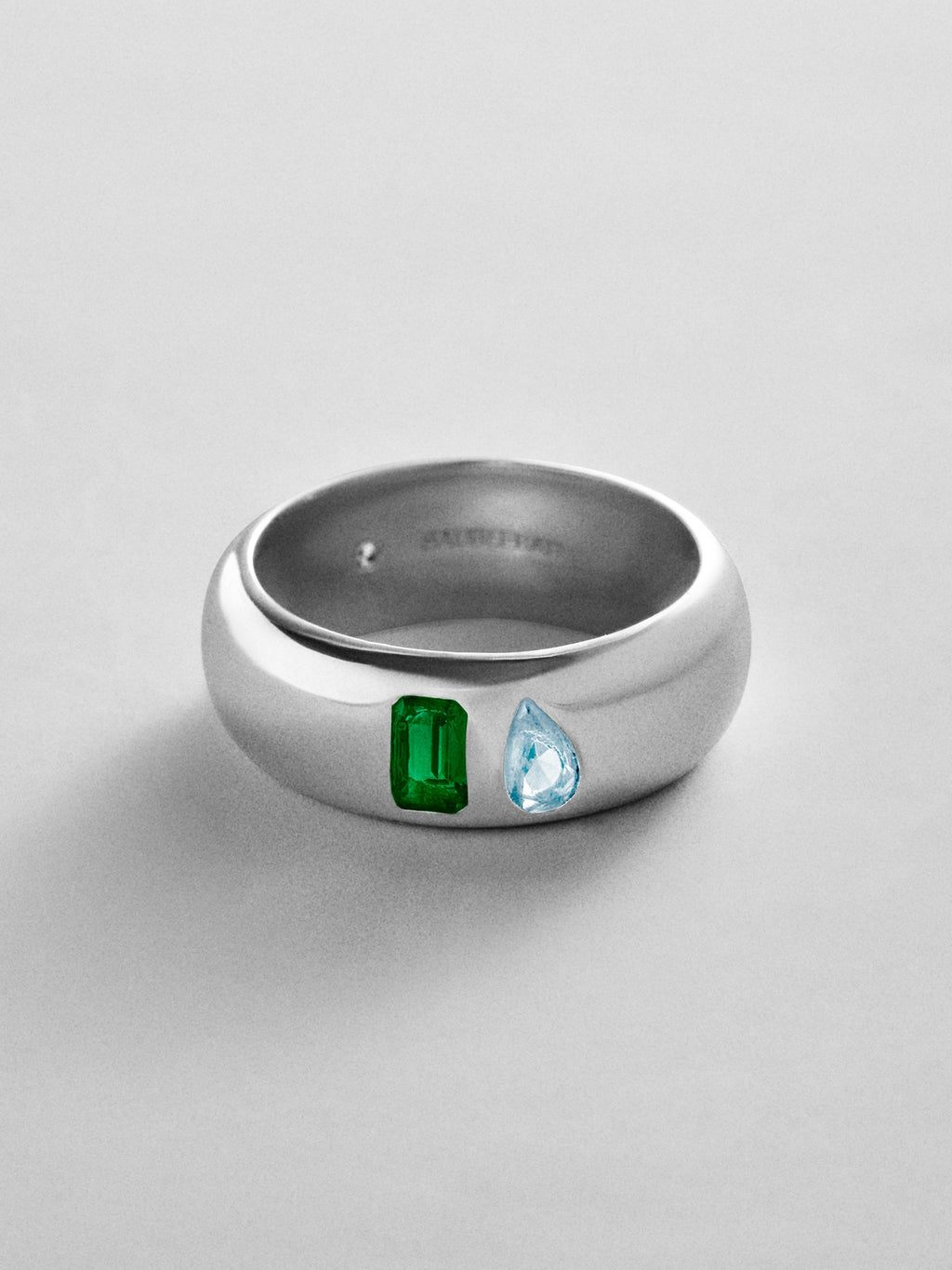 Multi-Stone Puffy Custom Birthstone Ring - Silver